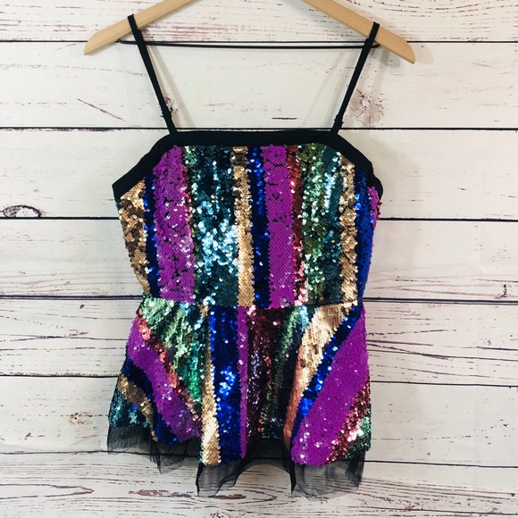 Endless Rose Tops - ENDLESS ROSE Sequin Peplum Multicolor Top, size S